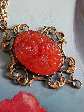 Antique Nouveau Ruby Czech Glass Necklace